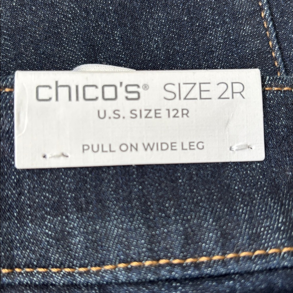 NWT Chico’s Wide Leg Pull On Jeans Crestone Peak Rinse Size 12 Modern Nautical - Picture 9 of 12